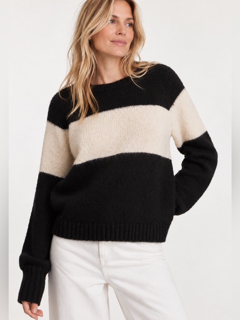 All Saints Lou Uno Colorblock Stripe Crewneck Jumper Wool Blend NWT size XS